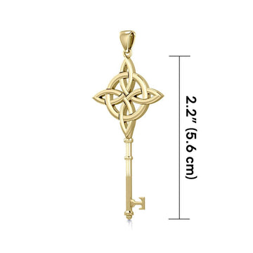 Celtic Four Point Knot Spiritual Enchantment Key Solid Gold Pendant GPD5675 - Jewelry